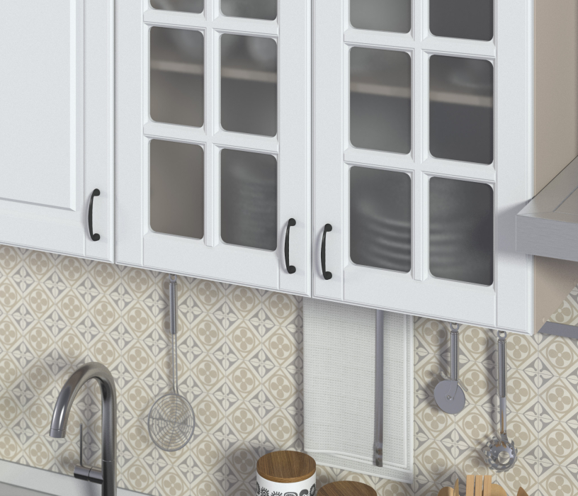 Кухонные гарнитуры, Кухонный гарнитур Регина Бежевый песок / МДФ Белый матовый 2,4 м