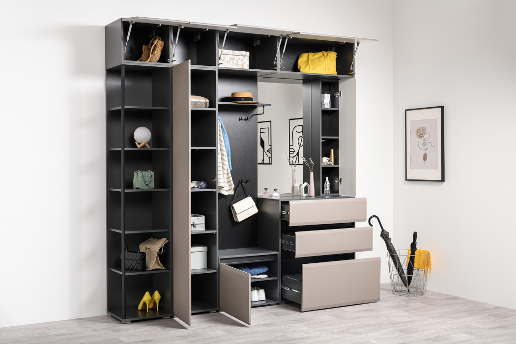 Шкафы распашные, Шкаф навесной Сидней 16.314.06, антрацит, веллюто капучино