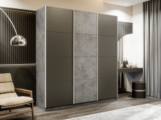 Шкафы-купе 3-х дверные, Шкаф-купе Прайм Широкий 3-х дверный Стекла хаки/ДСП/Доводчики 240х57х230