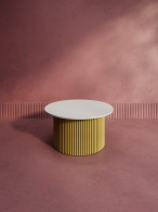 Журнальные столики, Стол круглый журнальный с золотым металлическим подстольем TRUBIS Wood M 80