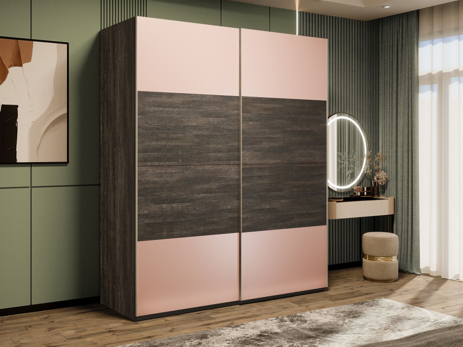 Шкафы-купе 2-х дверные, Шкаф-купе Эста 2-х дверный ДСП/Стекла пудра/Доводчик 200х66х240