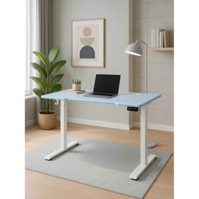 Прямые компьютерные столы, Компьютерный стол Маркос с механизмом подъема 140х80, белый