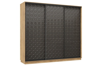 Шкаф-купе Премьер 58 (01РЧ;01РЧ;01РЧ) фасады ромб чёрный/трёхдверный/Профиль чёрный муар