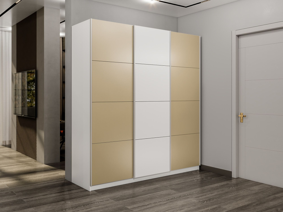 Шкафы-купе 3-х дверные, Шкаф-купе Прайм 3-х дверный Стекла фисташка/ДСП/Доводчики 180х57х230