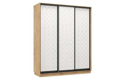 Шкаф-купе Премьер 22  (01РБ;01РБ;01РБ) фасады ромб белый/трёхдверный/Профиль чёрный муар