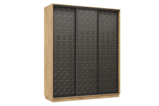 Шкафы-купе 3-х дверные, Шкаф-купе Премьер 23 (01РЧ;01РЧ;01РЧ) фасады ромб чёрный/трёхдверный/Профиль чёрный муар