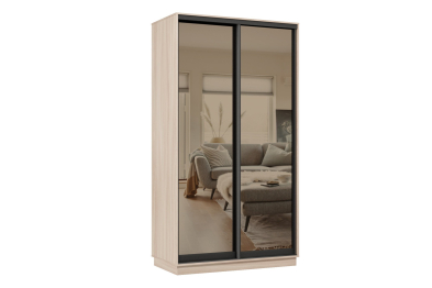 Шкаф-купе Премьер МИНИ 02 (01ЗБ;01ЗБ) фасады зеркало бронза/двухдверный/Профиль чёрный муар