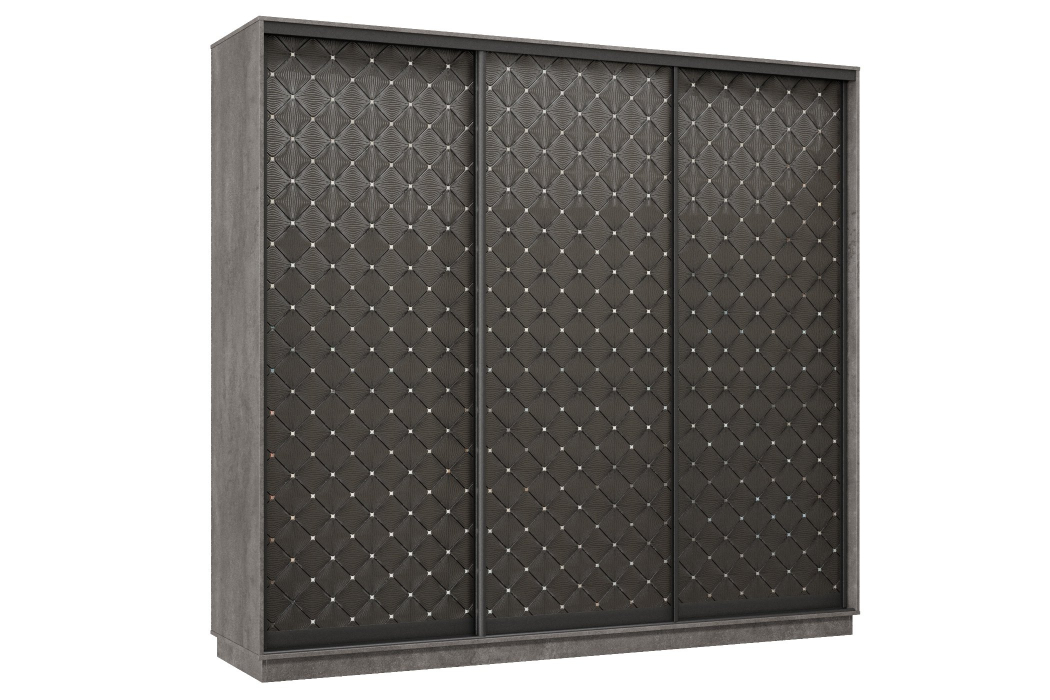 Шкафы-купе 3-х дверные, Шкаф-купе Премьер 59 (01РЧ;01РЧ;01РЧ) фасады ромб чёрный/трёхдверный/Профиль чёрный муар