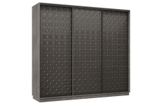 Шкафы-купе 3-х дверные, Шкаф-купе Премьер 59 (01РЧ;01РЧ;01РЧ) фасады ромб чёрный/трёхдверный/Профиль чёрный муар