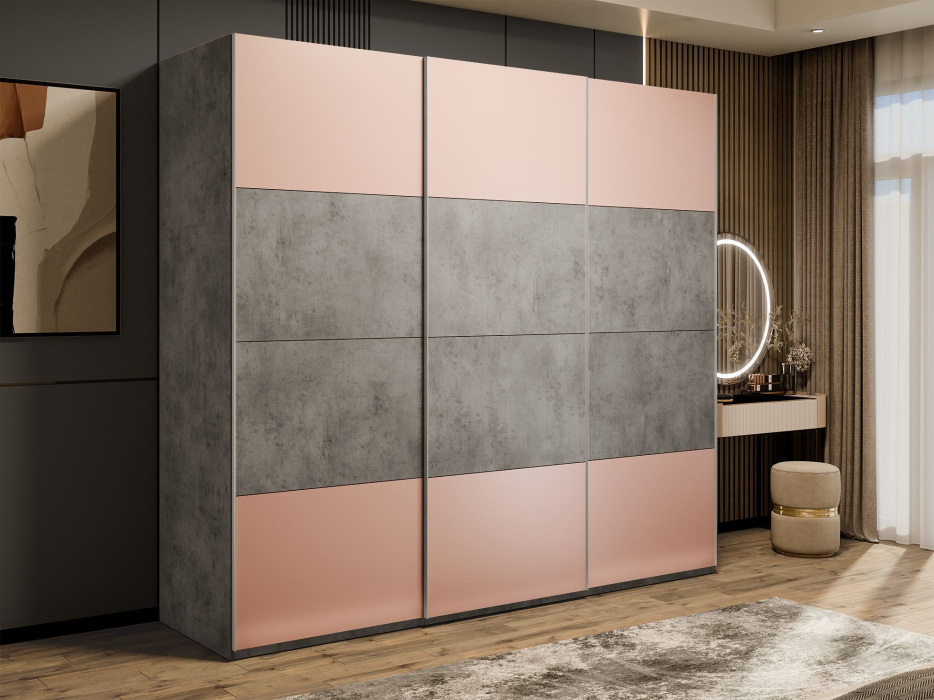 Шкафы-купе 3-х дверные, Шкаф-купе Эста 3-х дверный ДСП/Стекла пудра/Доводчик 300х66х240