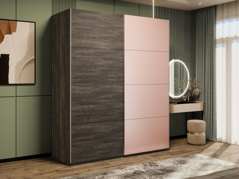 Шкафы-купе 2-х дверные, Шкаф-купе Эста 2-х дверный ДСП/Стекла пудра/Доводчик 180х66х240