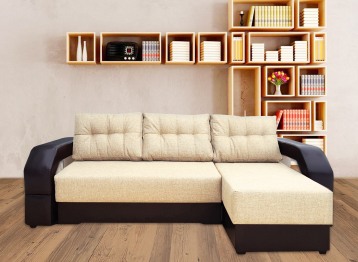 Диван угловой Манчестер 160 с подсветкой, правый, рогожка/экокожа