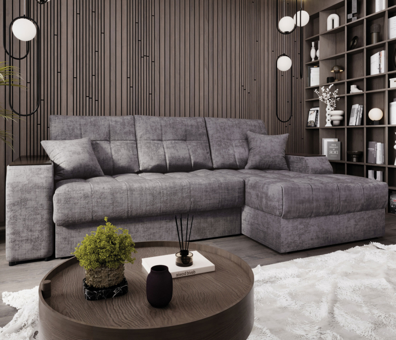 Диваны угловые в гостиную, Угловой диван-кровать Лас-Вегас правый, шенилл