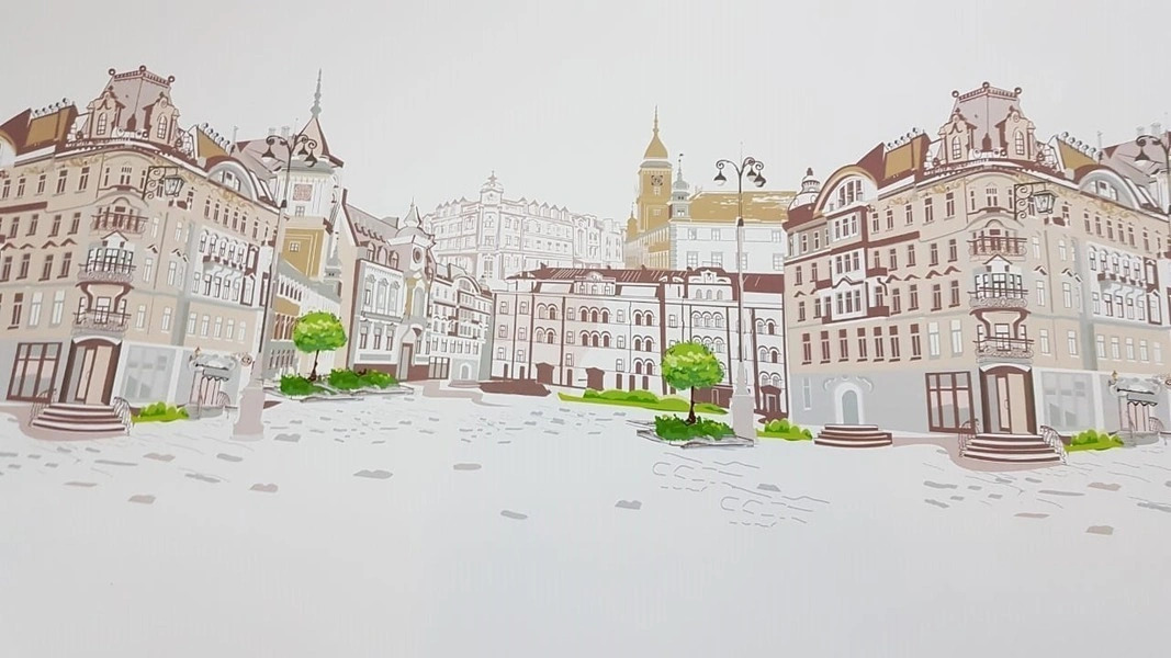 Стеновые панели из АБС-пластика, Кухонный фартук Уличный пейзаж 3000x600x1.5 мм глянец