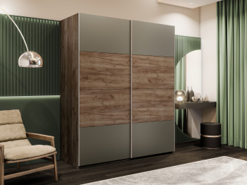 Шкаф-купе Эста 2-х дверный ДСП/Стекла хаки/Доводчик 160х66х240