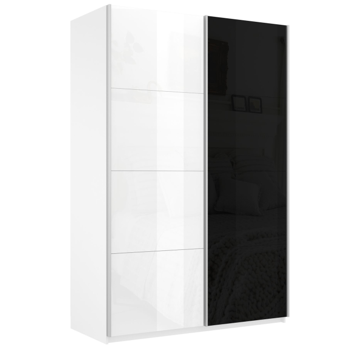 Шкафы-купе 2-х дверные, Шкаф Эста дуо Стекло белое/Стекло черное 2400 х 2000 х 660