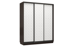 Шкафы-купе 3-х дверные, Шкаф-купе Премьер 22 (01РБ;01РБ;01РБ) фасады ромб белый/трёхдверный/Профиль чёрный муар
