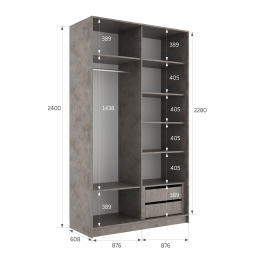 Шкаф-купе Эста Стекло черно+Стекло черное 180х66х240