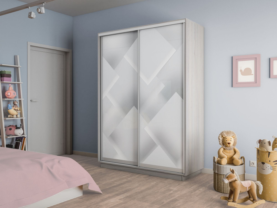 Шкафы-купе 2-х дверные, Шкаф-купе Экспресс 2-х дверный Фотопечать Квадрат Стекла 160х60х220