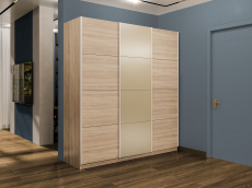 Шкафы-купе 3-х дверные, Шкаф-купе Прайм 3-х дверный Стекла фисташка/ДСП/Доводчики 180х57х230