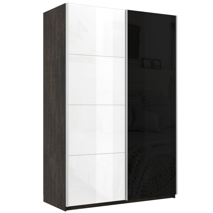 Шкафы-купе 2-х дверные, Шкаф Эста дуо Стекло белое/Стекло черное 2400 х 2000 х 660