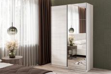 Шкафы-купе 2-х дверные, Шкаф-купе Smart 1424 2х дверный (фасады ЛДСП,зеркало) профиль серебро