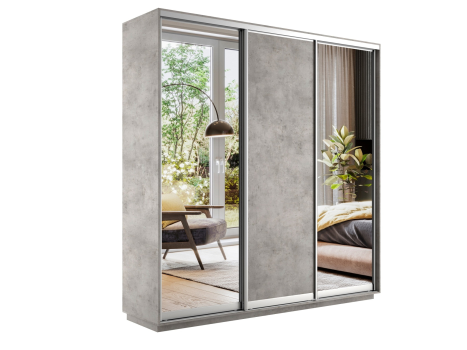 Шкафы-купе 3-х дверные, Шкаф-купе Экспресс Медиум (2 зеркала) трио 2400 x 2100 x 450