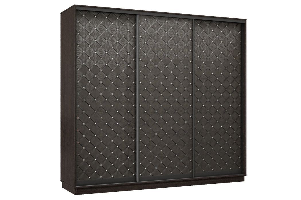 Шкафы-купе 3-х дверные, Шкаф-купе Премьер 59 (01РЧ;01РЧ;01РЧ) фасады ромб чёрный/трёхдверный/Профиль чёрный муар