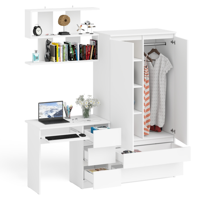 Домашние кабинеты, Стол компьютерный Мори МС-6 правый с полкой для книг и шкаф-комодом двери и два ящика