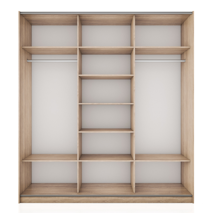 Шкафы-купе 3-х дверные, Шкаф-купе Прайм 3-х дверный Стекла белые/Доводчики 210х57х230