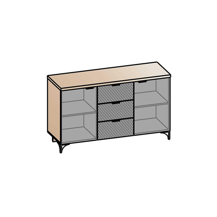 Комоды, Комод Шаде КМ-2902, черный ясень, санторини белый