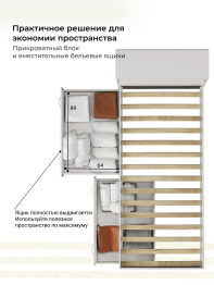 Кровать Виктория с прикроватным блоком и ящиками 90х200