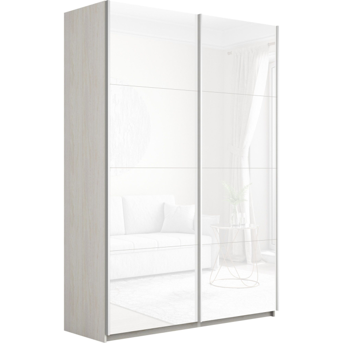 Шкафы-купе 2-х дверные, Шкаф-купе Прайм 2-х дверный Стекла белые/Доводчики 120х57х230