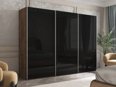 Шкафы-купе 3-х дверные, Шкаф Эста трио Стекло черное 2400 х 3000 х 660