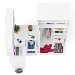 Стол Мори компьютерный МС-16 правое исполнение с полкой и шкаф-комодом с антресолью