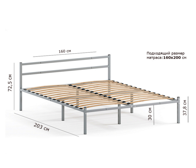 Кровати 160х200, Кровать металлическая Лофт Компакт 160*200