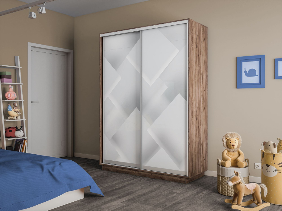 Шкафы-купе 2-х дверные, Шкаф-купе Экспресс 2-х дверный Фотопечать Квадрат Стекла 140х60х220