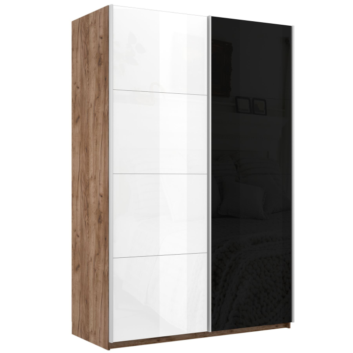 Шкафы-купе 2-х дверные, Шкаф Эста дуо Стекло белое/Стекло черное 2400 х 2000 х 660