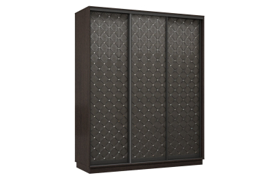 Шкаф-купе Премьер 22 (01РЧ;01РЧ;01РЧ) фасады ромб чёрный/трёхдверный/Профиль чёрный муар