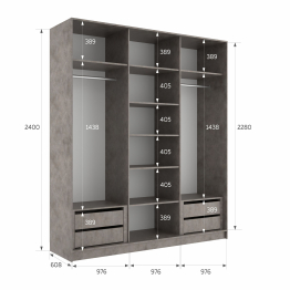 Шкаф-купе Эста 3-х дверный ДСП/Стекла фисташка/Доводчик 300х66х240