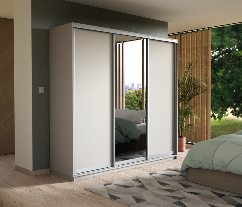 Шкафы-купе, Шкаф-купе Экспресс Медиум (1 зеркало) трио 2400 x 2100 x 600