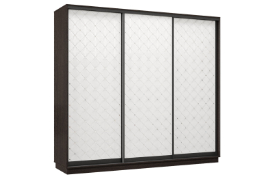 Шкаф-купе Премьер 33 (01РБ;01РБ;01РБ) фасады ромб белый/трёхдверный/Профиль чёрный муар