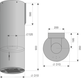 Кухонная вытяжка Konigin Ester Inox/Black Glass 31