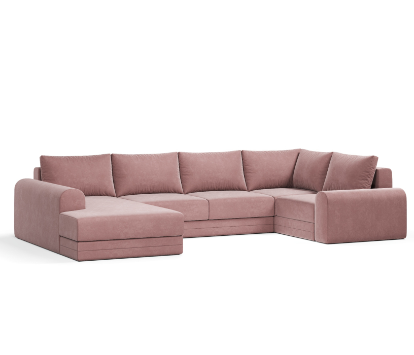 Диваны угловые в гостиную, Угловой диван Модерно П-образный, велюр