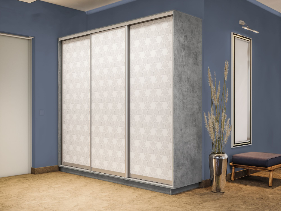 Шкафы-купе 3-х дверные, Шкаф-купе Экспресс 3-х дверный Фотопечать Калейдоскоп Стекла 240х45х220