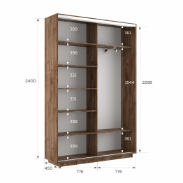 Шкаф-купе Экспресс 2-х дверный Фотопечать Квадрат Стекла 160х45х240