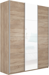 Шкаф-купе Прайм 3-х дверный ДСП/Стекло белое/Доводчики 180х57х230