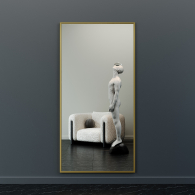 Зеркала в спальню, Дизайнерское настенное напольное зеркало GENGLASS Halfeo XL в металлической раме
