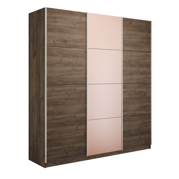 Шкафы-купе 3-х дверные, Шкаф-купе Прайм Широкий 3-х дверный ДСП/Стекла пудра/Доводчики 240х57х230