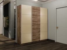 Шкафы-купе 3-х дверные, Шкаф-купе Эста 3-х дверный ДСП/Стекла фисташка/Доводчик 270х66х240